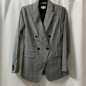 W&W ONCE LOFT Double Breasted Plaid Blazer